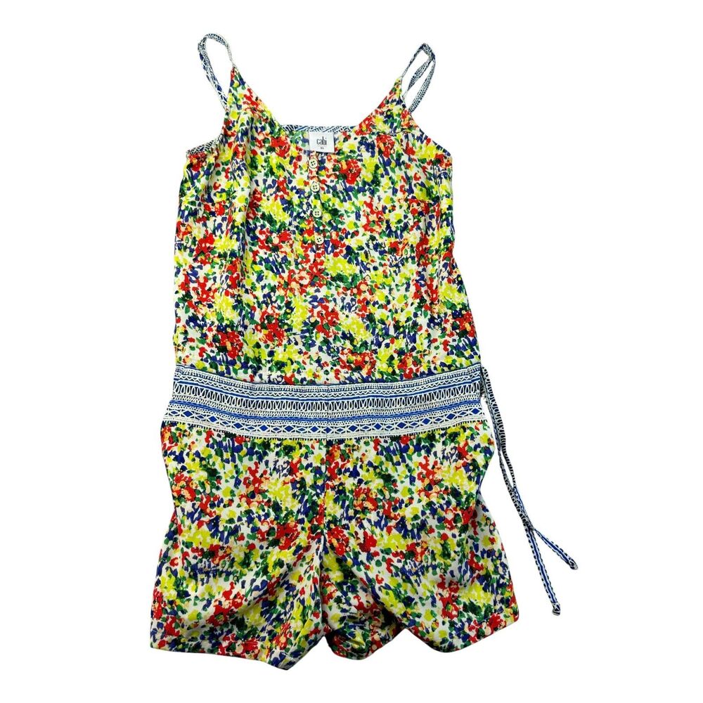 Cabi Romper Women's Extra Small Floral Fiesta Drawstring Waist Adjustable Straps